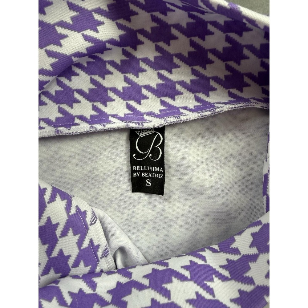 Vintage Belissima Purple White Houndstooth Maxi Pencil Skirt S Womens Retro Chic - Picture 7 of 7